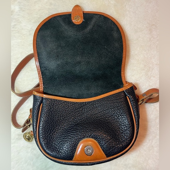 Vintage Dooney & Bourke All Leather saddle Bag Dark Blue Color Made In USA - Picture 9 of 16